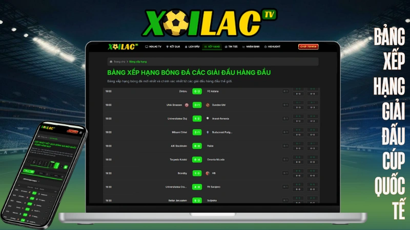 Bảng xếp hạng Cúp C2 châu Âu UEFA Europa League 2024/25 trên Xoilac TV